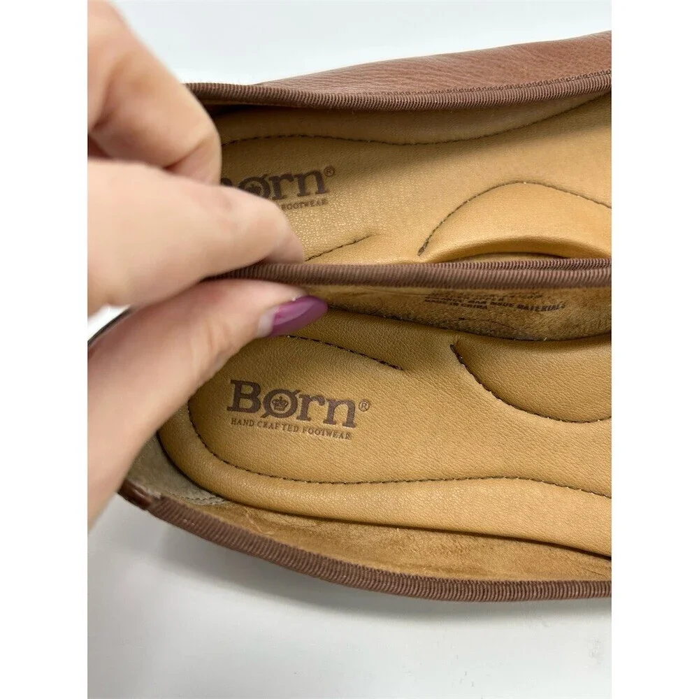 Born Ballet Flats Womens Size 9M Brown Round Toe Bow Slip On Comfort Size 9